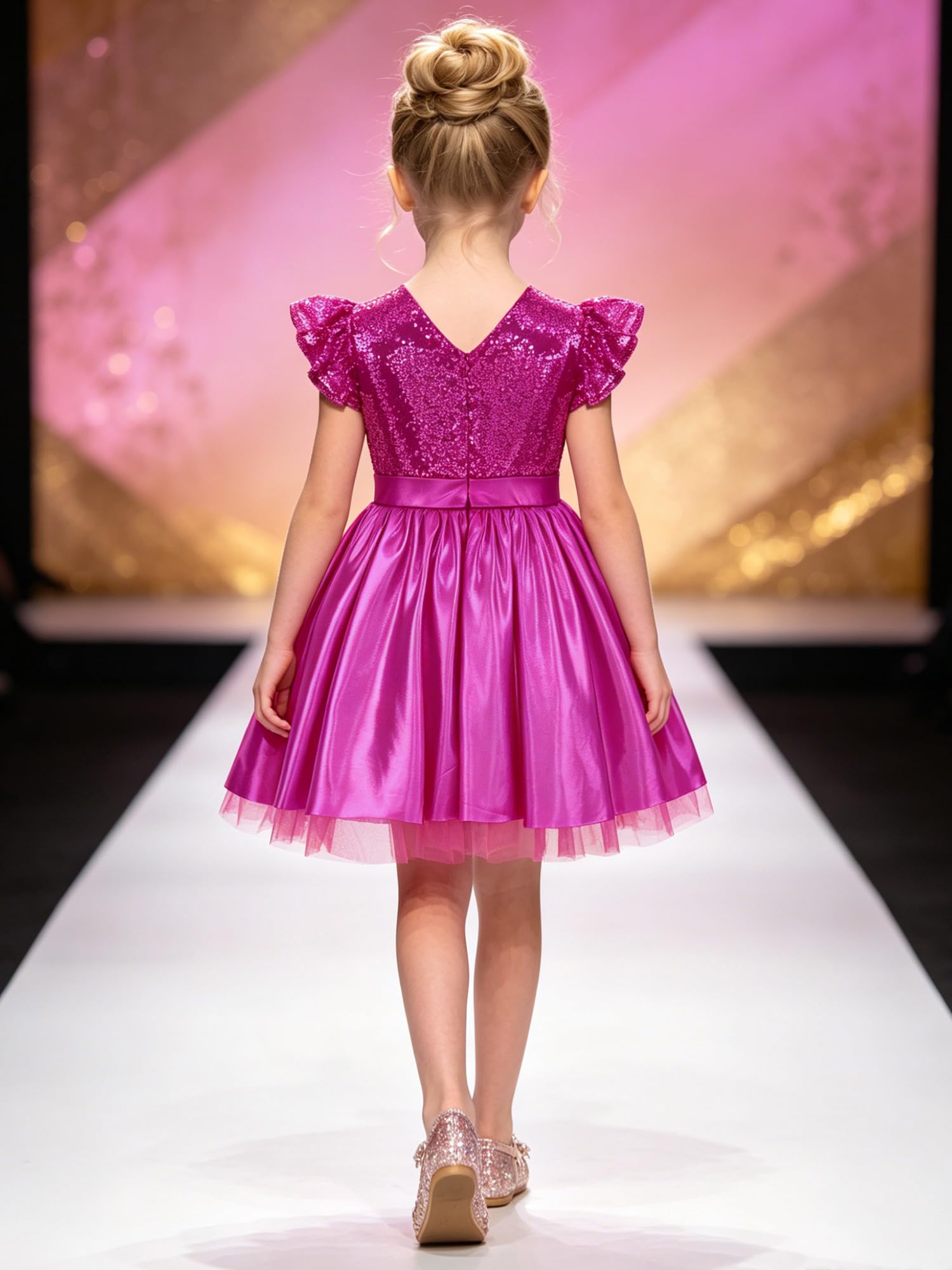Kinder Satin A Linie Schwungkleid Kleid Festlich Einschulungskleid