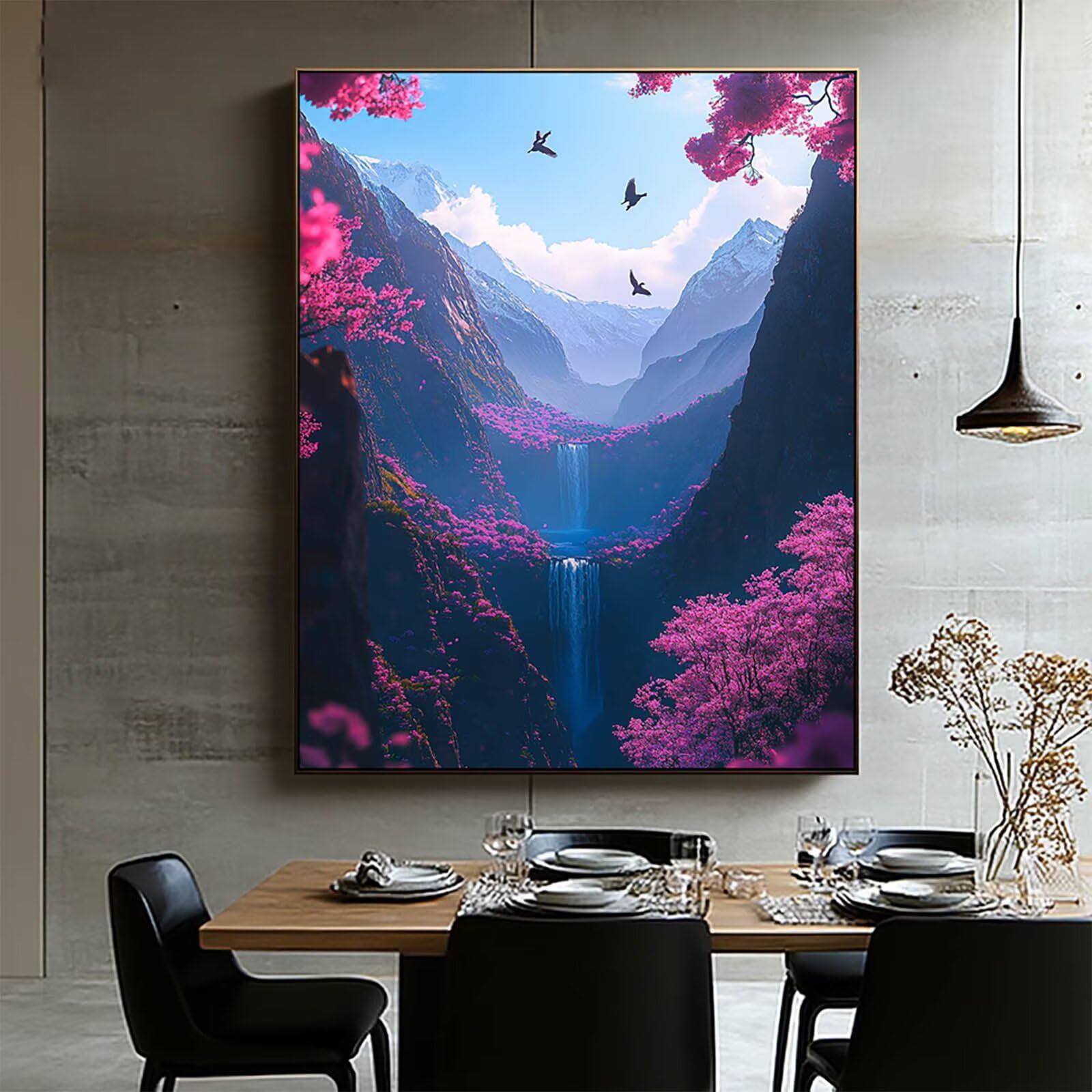 Malarstwo Numery Dorośli Falls Płótno Malarstwo Numery Dzieci Krajobraz Aktywność Ręczna Dorosły Artykuły artystyczne Ścienne 100 x 135 cm, DIY Kolor Malowanie według numerów na prezent Kobieta