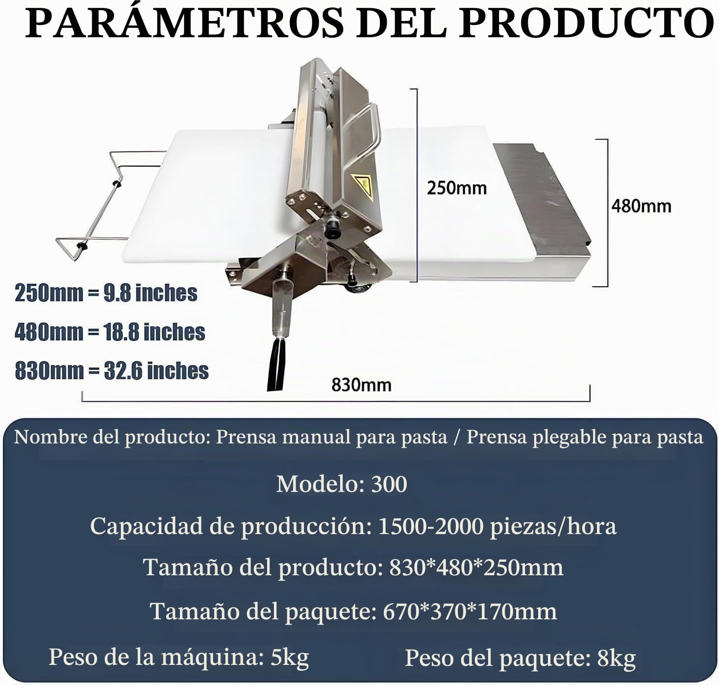Laminadora de Masa Manual, Máquina para Hojaldre con Grosor Ajustable 0.5-27mm, para Cruasanes, Pizza y Pasta, Uso Profesional en Panadería y Doméstico para Fondant y Mazapán