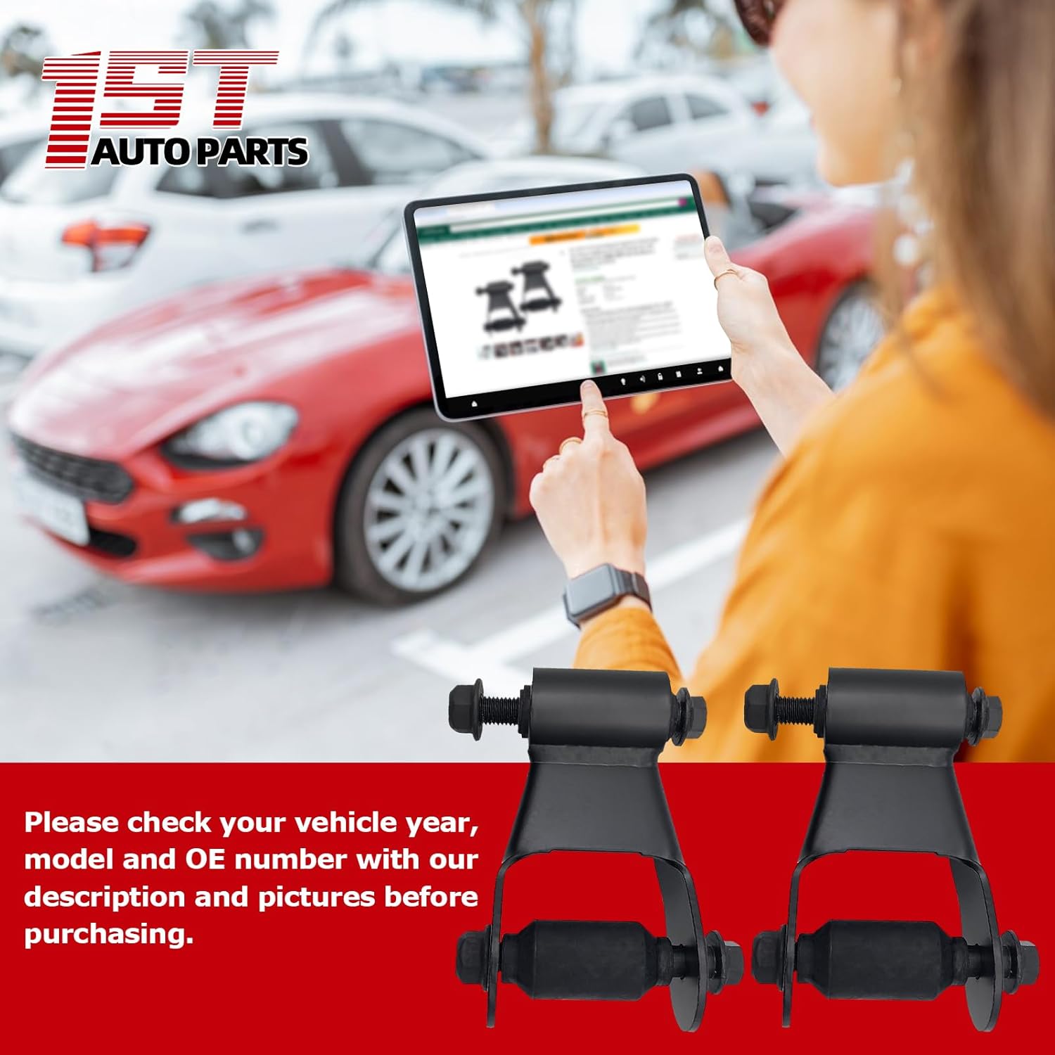 1ST 1 Pair Rear Leaf Spring Shackle Kit, for Ford 1997-2003 F-150 Truck 2004 Heritage 1997-1999 F-250 Truck 2009-2010 Ranger, for Lincoln Blackwood 2002, Repalces OE 722-019 F65Z5776DB (2PCS)