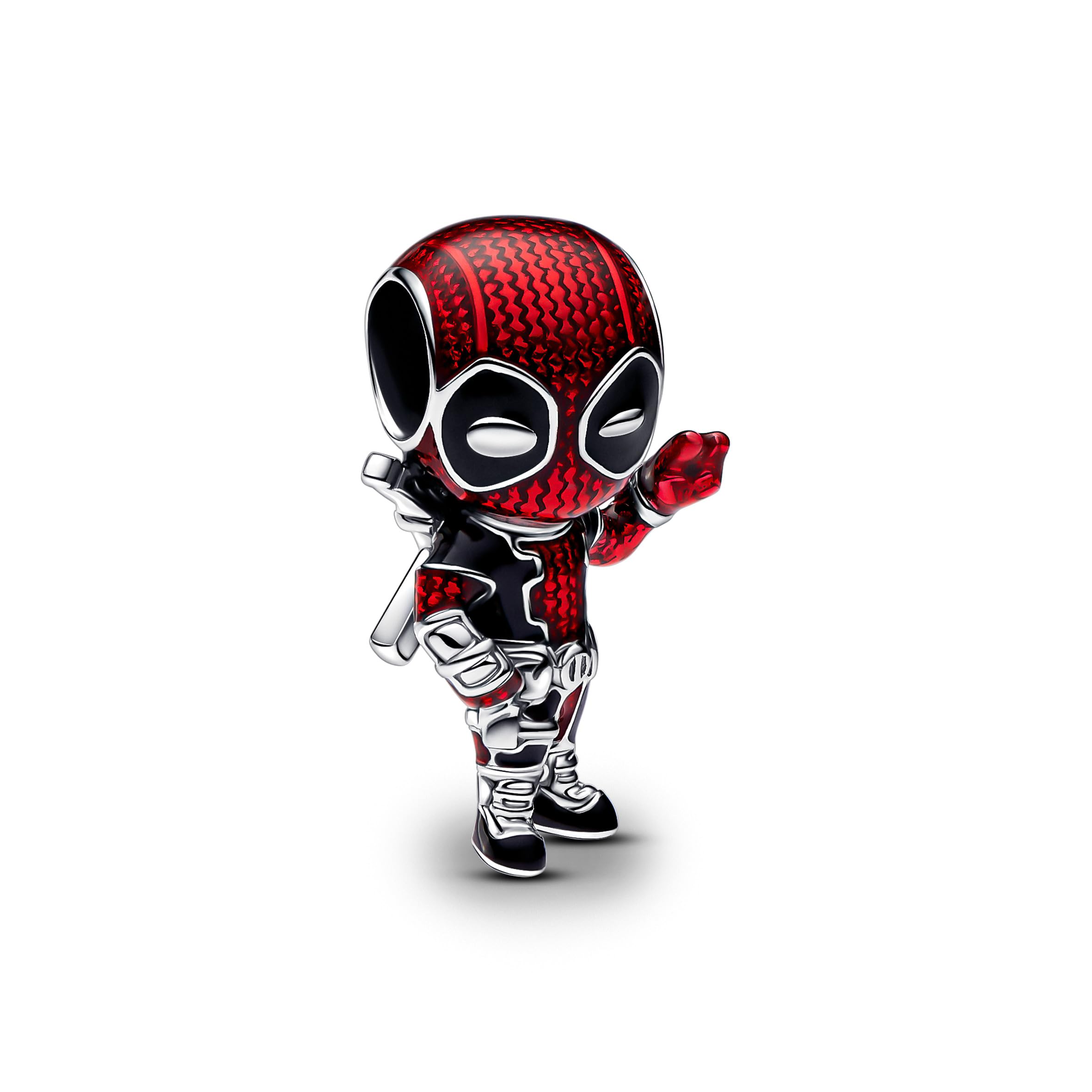 PANDORA Moments Marvel Deadpool Charm aus Sterling Silber, Kompatibel Moments Armbändern, 793360C01