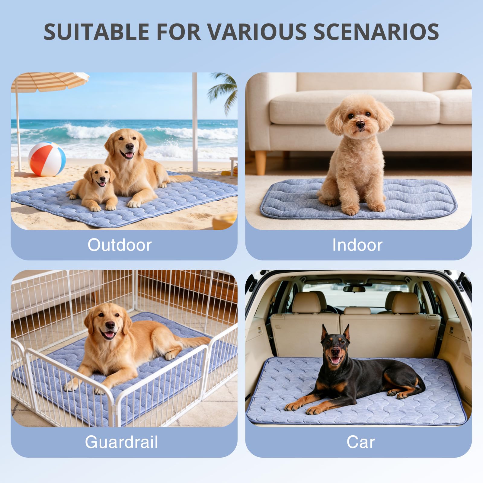 Alfombrilla refrescante para perros, alfombrilla de refrigeración de doble cara para mascotas, 140 x 100 cm, fibra de refrigeración Arc Chill & Q-MAX > 0,45, para sofá y coche, manta de verano