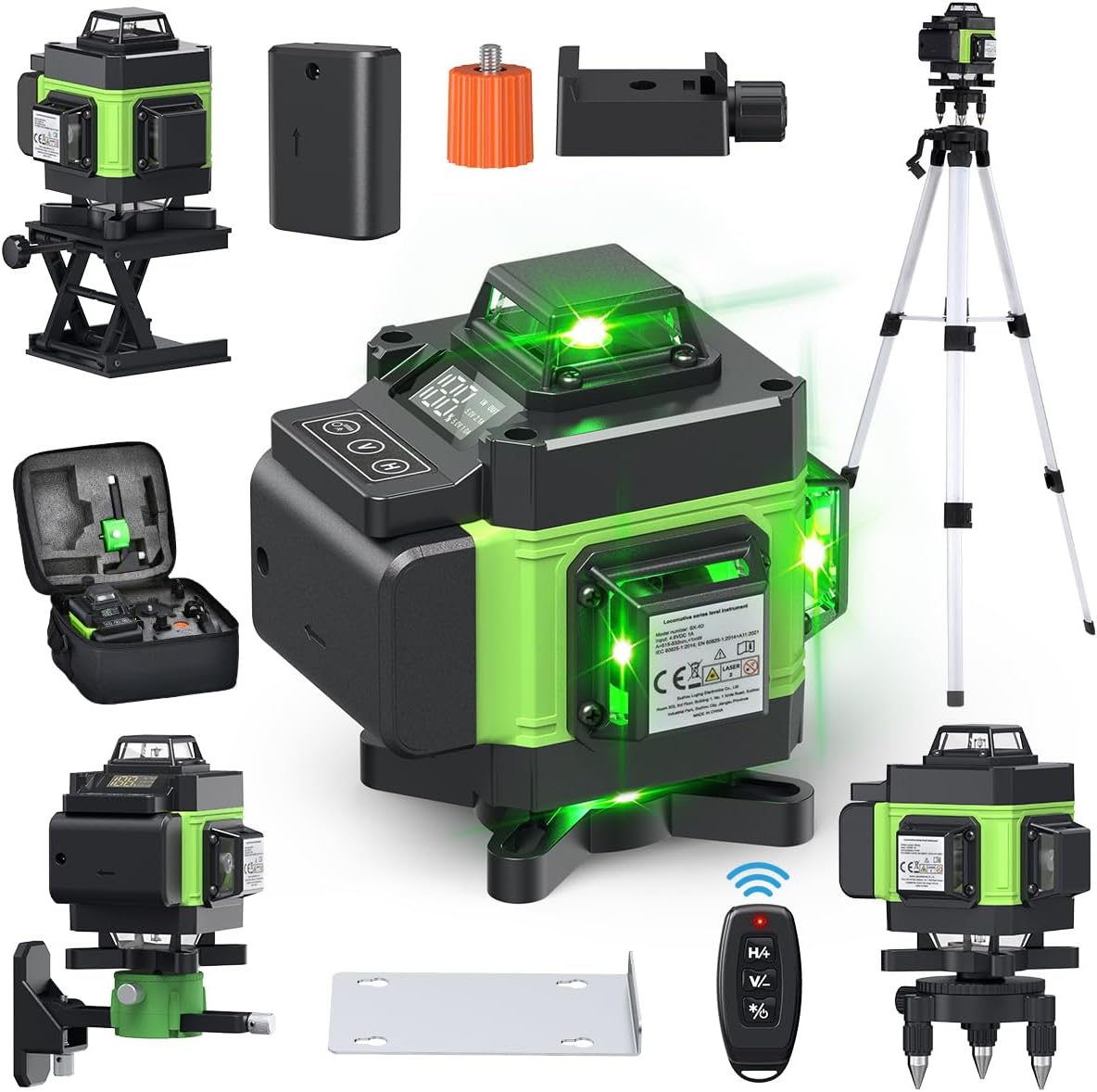 Nivel láser Vislone 4D de 16 líneas con 2 baterías, sistema autonivelante y trípode por 73,69€