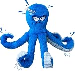 LEGEND SANDY Tough Dog Toys, Stuffed Chew Large Dog Toys to Keep Them Busy, Interactive Squeaky Tug of War Doggie Toy, Crinkle Blue Octopus (Blue Octopus 2p)