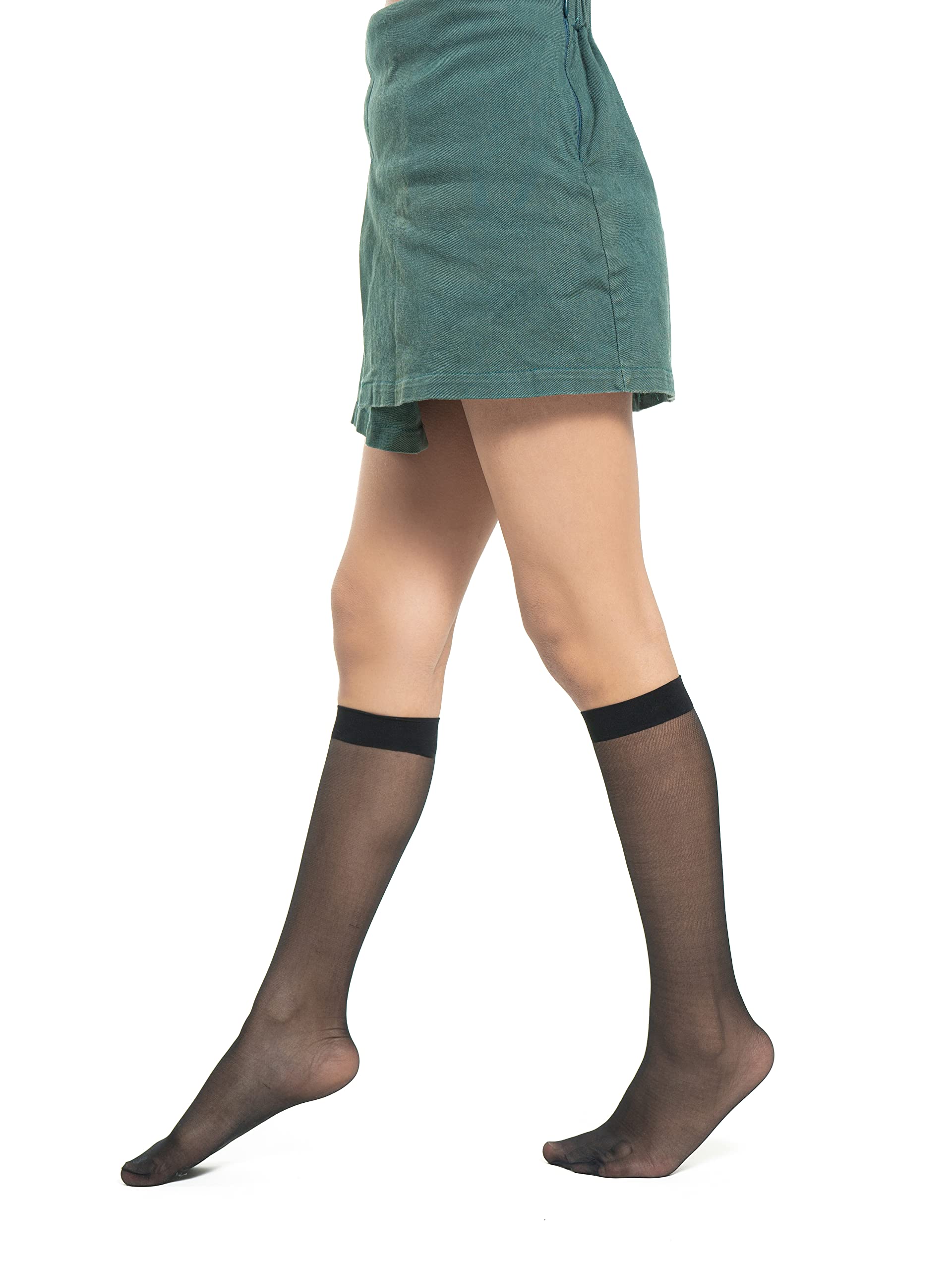 ramanuja - fashion as unique as you are. RAMANUJA Women's Ultra Thin Transparent Knee Length Socks |Above Knee Stockings for Girls | Nylon Transparent Thigh High - Black (Pack of 1)-picture-44