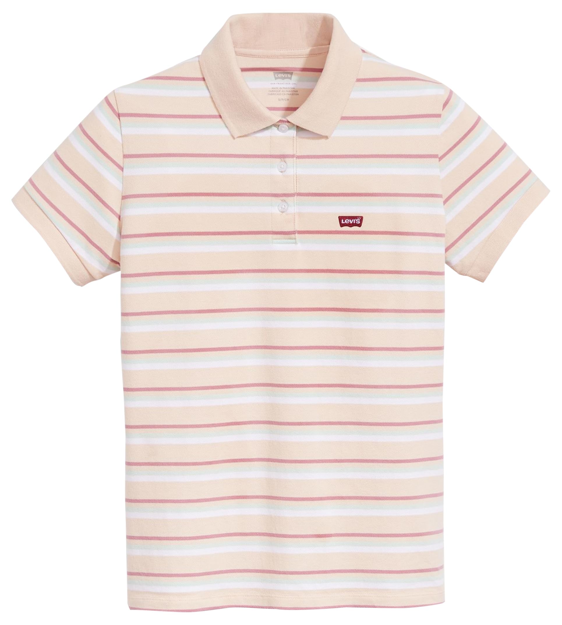 Levi's Damen Housemark Polo Shirt, Supermarket Stripe Pale Peach, XS