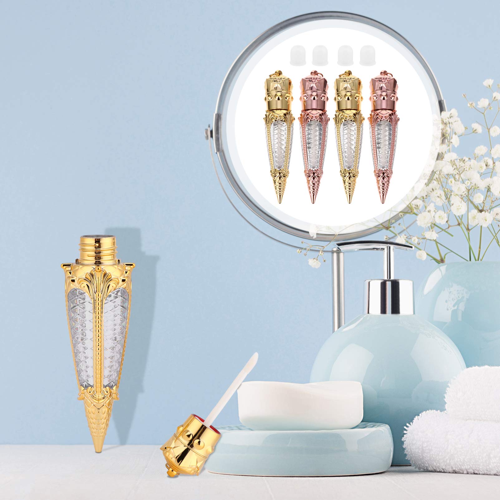 Tubo de Brillo de Labios Vacío 5ml Plástico, Set de 10 Piezas | Diseño Mini Compacto en Forma de Rábano, Rellenable para Uso Diario y DIY