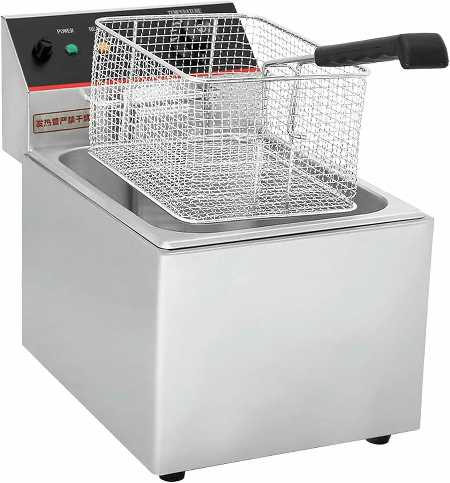 Freidora Eléctrica Comercial con Canasta, Freidora Profunda De Pescado De Aceite De Inducción De Encimera, con Función De Control De Temperatura, para Uso Comercial Y Doméstico ~/