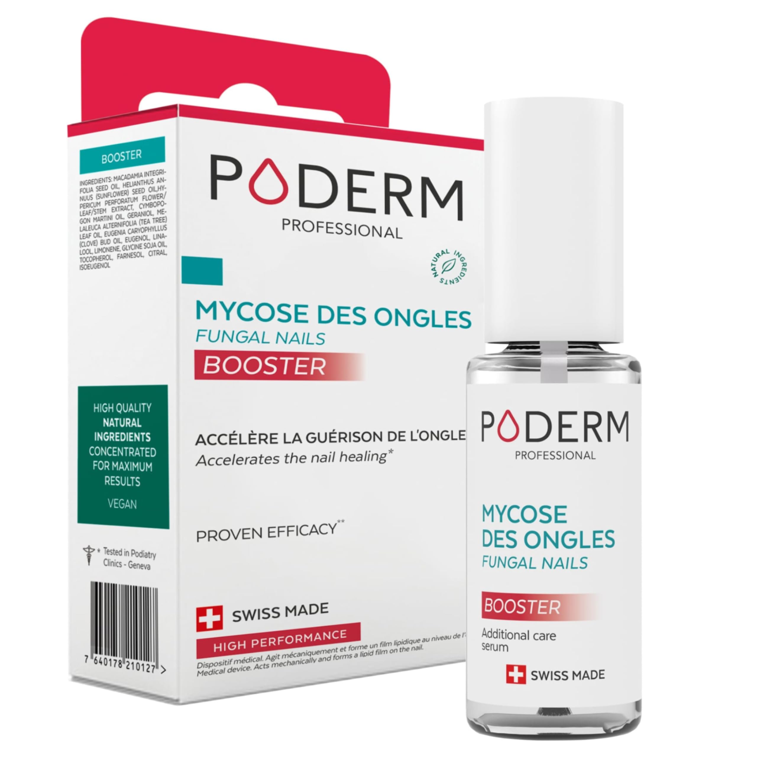 PODERM - FUNGAL NAIL INFECTION TREATMENT BOOSTER for fungal nail infections that are difficult to treat - Halves the treatment time - Professional foot/hand treatment - Quick & easy - Swiss Made