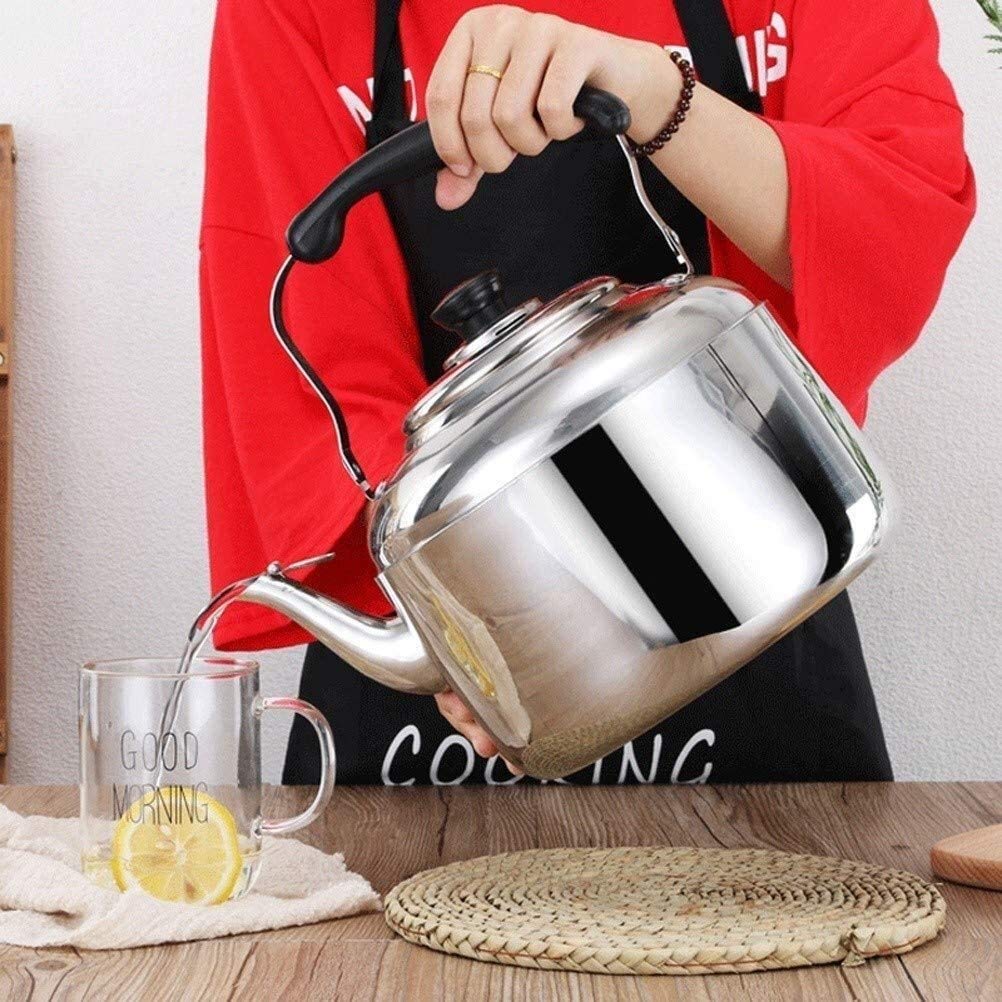 SHISHI Caldera de Acero Inoxidable Tetera silbido de la Tetera Adecuado for Cocina de Gas Cocina de inducción de Gran Capacidad de los hogares de la Tetera 4L Fácil de Limpiar y de Larga Vida útil.