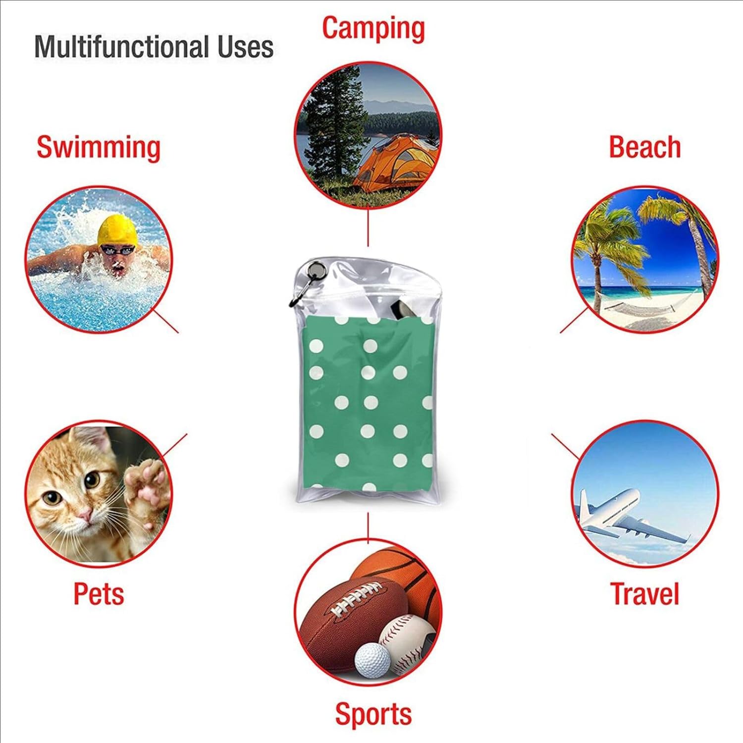 KHiry Microfiber Towel Beach Towels Green Polka Dots Quick Dry Towel Soft Lightweight Travel Towels Absorbent Large Easy Pack Travel Things Beach Blanket for Gym Sports Swimming