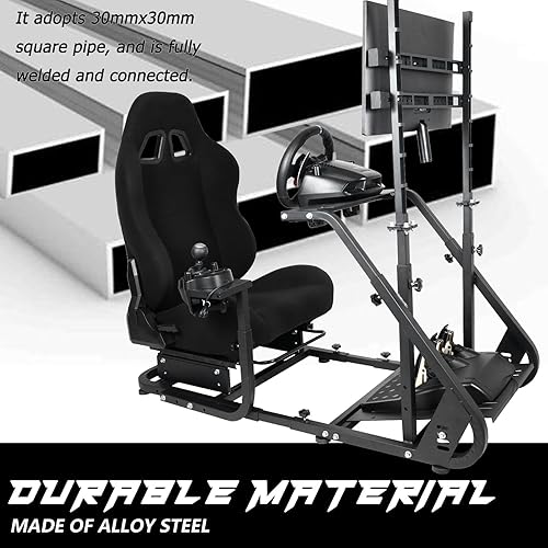 Miniatura 6 de Anman G25 Pro TV VR Sim Racing Simulator Cockpit Black Seat with Visualizer Monitor Stand Fit for LogitechThrustmasterFanatec G25 G27 G29 G920 G923