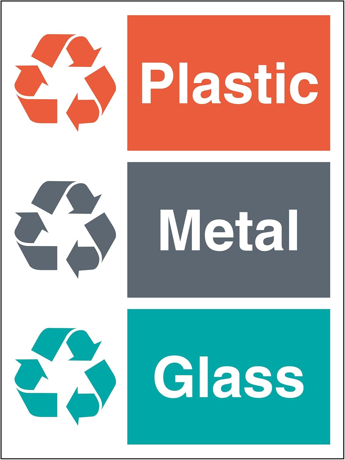 Plastic/Metal/Glass - Recycling Symbol 450 x 600 mm - 2mm Rigid Plastic