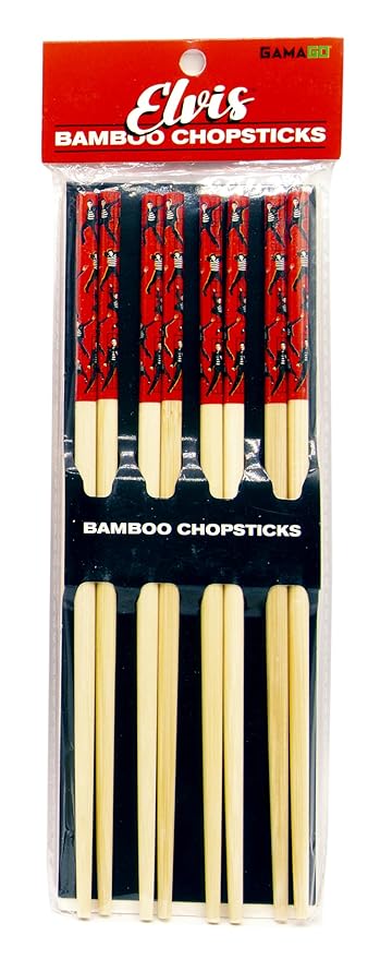 GAMAGO Elvis Jailhouse Chopsticks Bamboo Chopsticks Set - 4 Pairs Of Adorably Cute Reusable Chop-Sticks - Easy Grip, Lightweight, Durable, 9.25 Inches