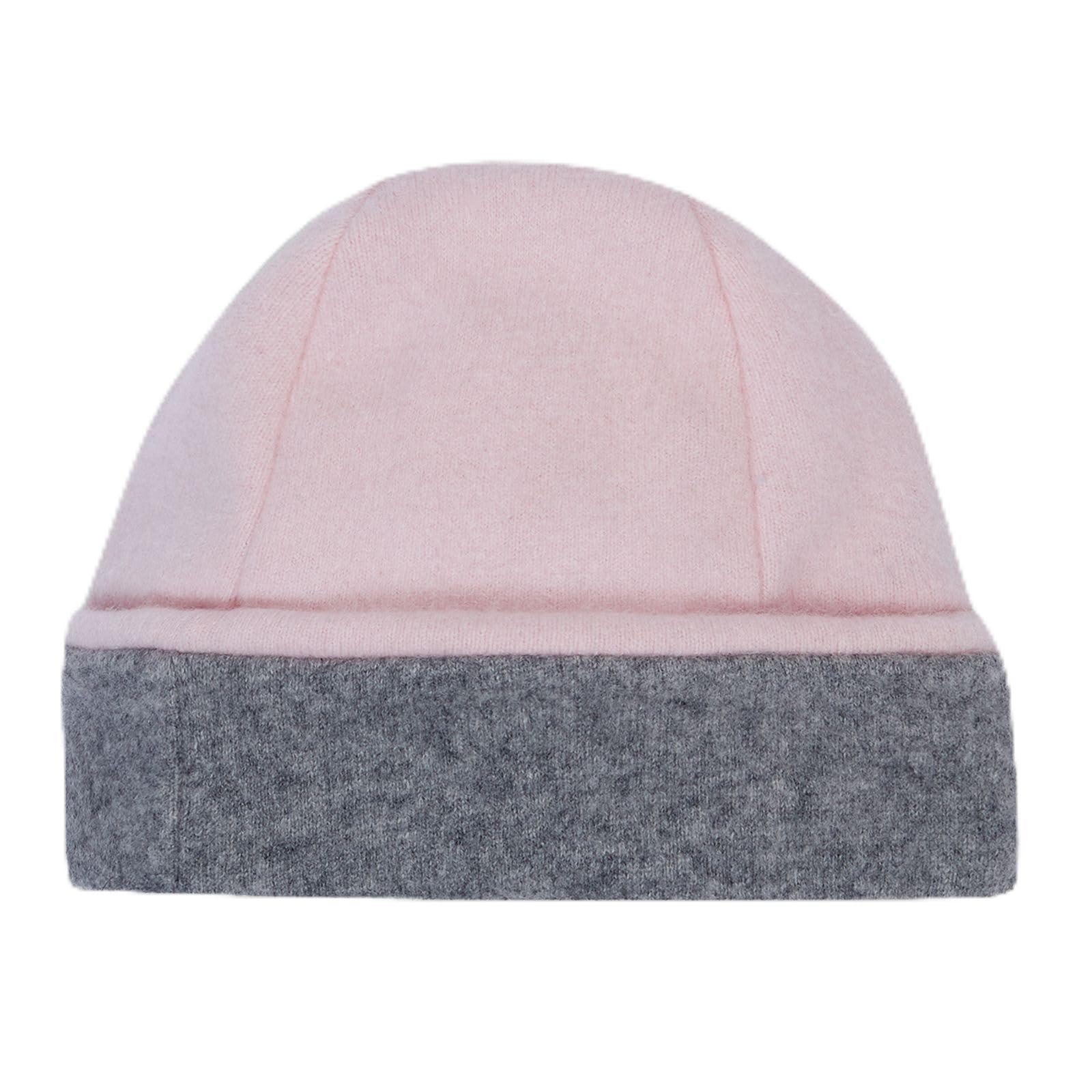 Turtle Doves Women's Pink And Neutral 100% Recycled Cashmere Beanie (Pink & Neutral)