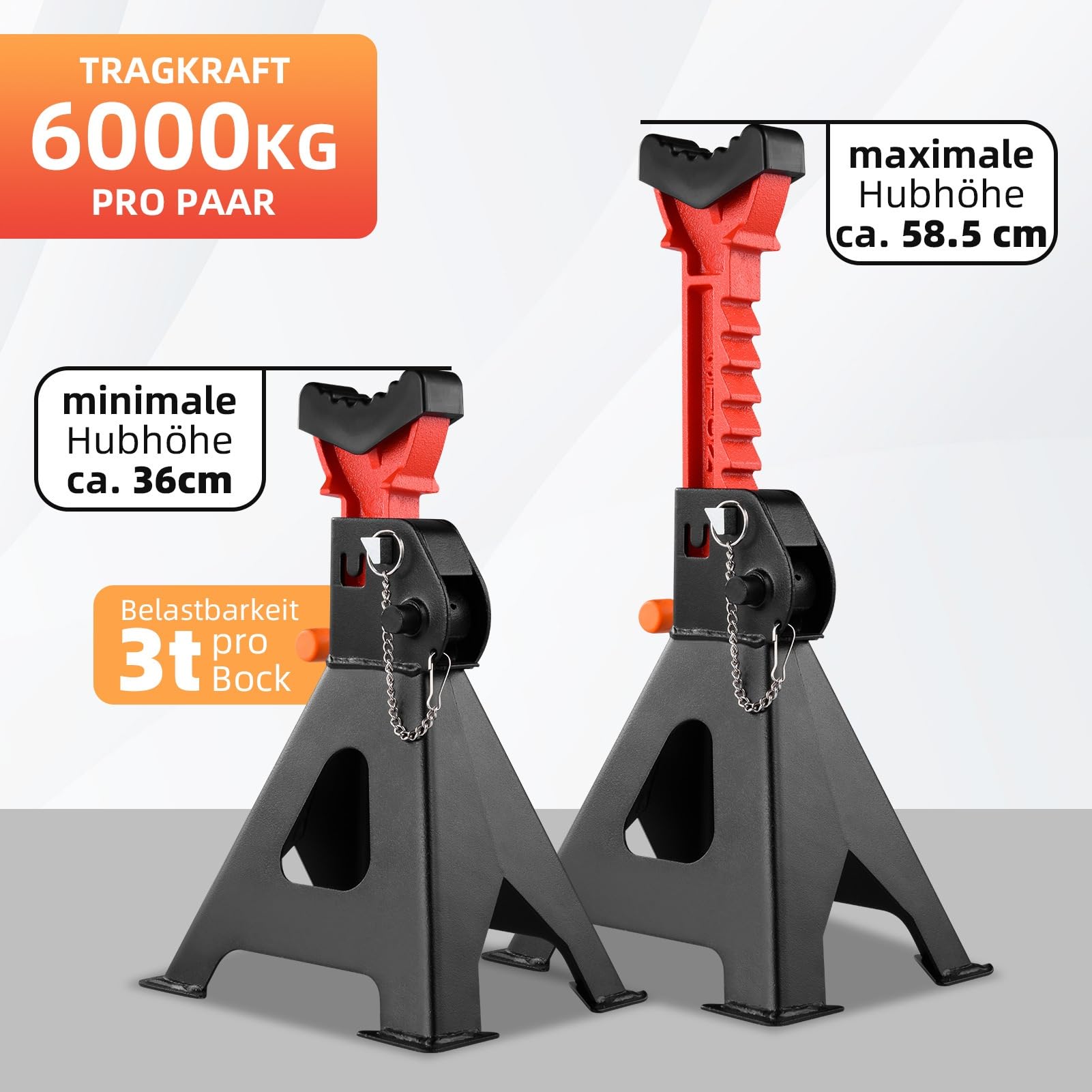 1 par de elevación de Ruedas de Coche de 3 toneladas/6 toneladas | Soporte de gato Reparación de automóviles Soporte de gato de seguridad(6 tons)