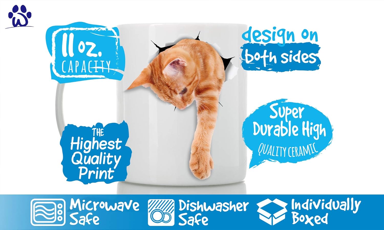 Winston & Bear Adorable Ginger Orange Cat Mug - Funny Ceramic Coffee Mug Gift for Cat Lovers - Perfect Birthday or Christmas, Father's or Mother's Day Gift (11oz) - Image 3