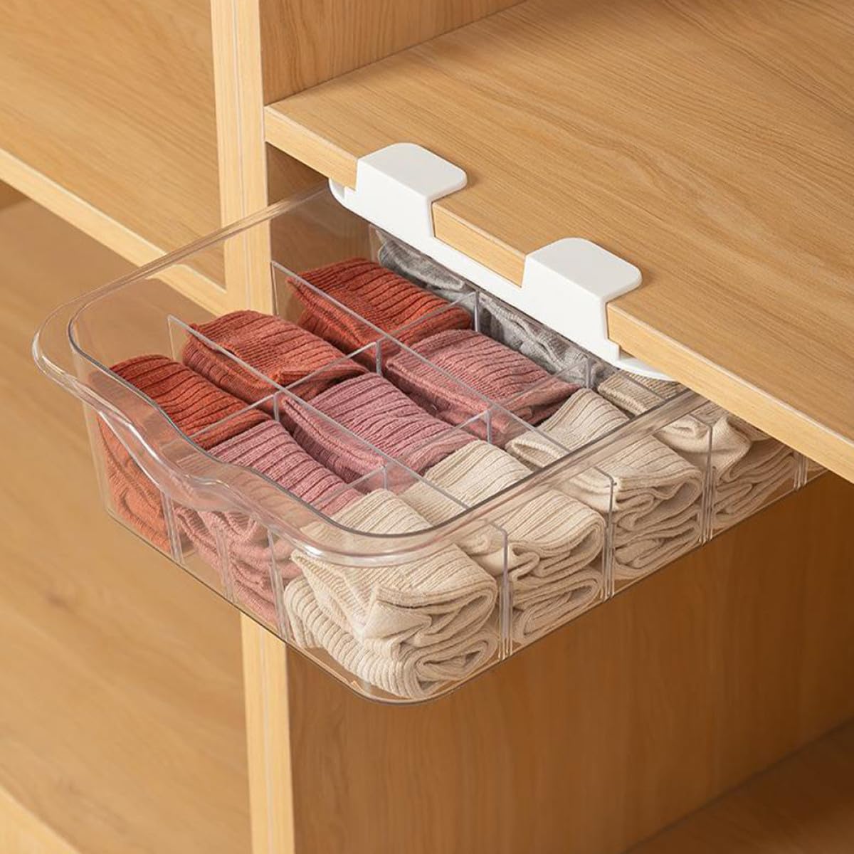 ULTECHNOVO Organizer per Armadio 15 Scomparti in Pet Trasparente, Cassetto Porta Biancheria e Calzini Coperchio Antipolvere la Casa