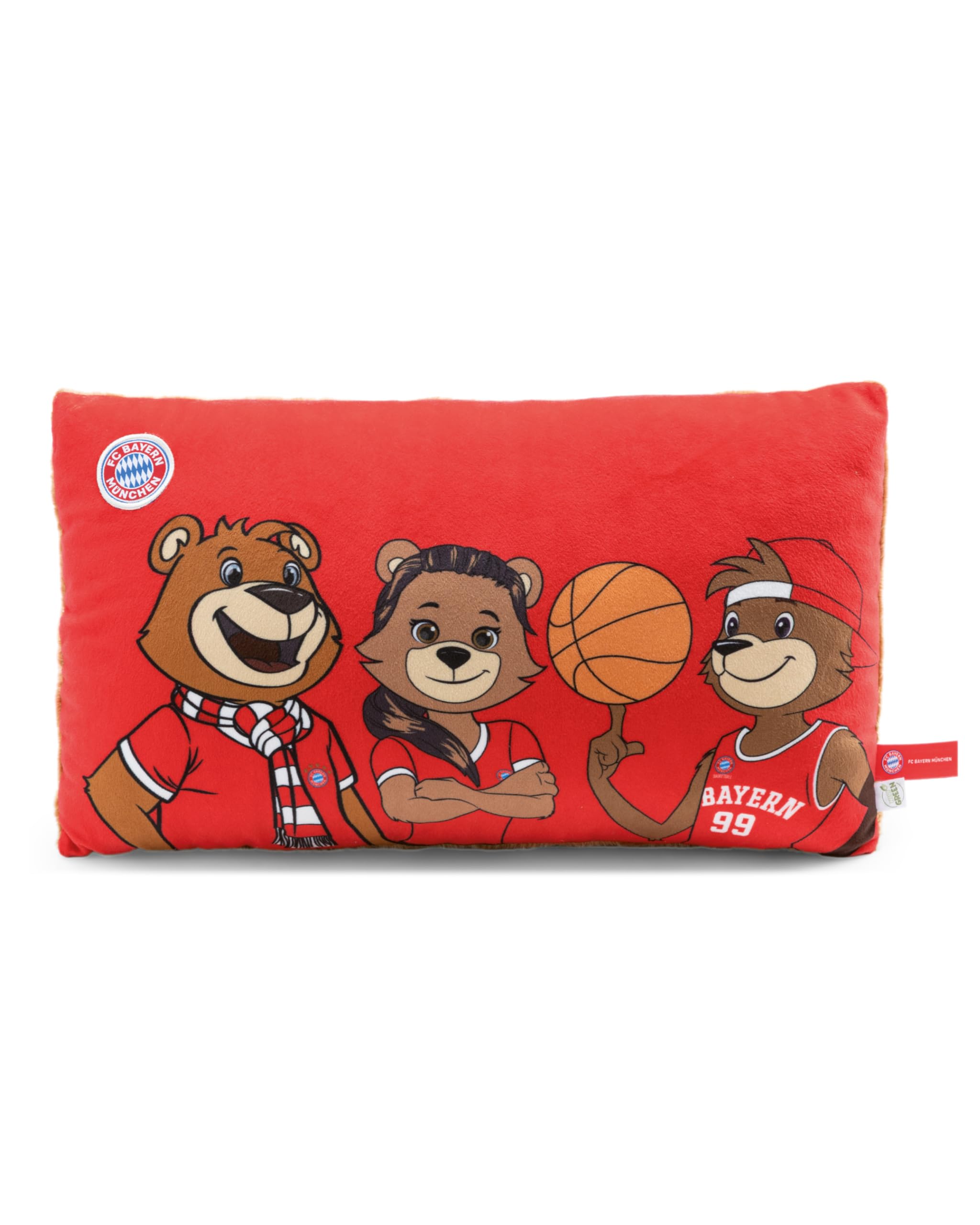 NICI FC BAYERN MÜNCHEN Berni, Mia & Ben Cushion, 43 x 25 cm, Red - 61618
