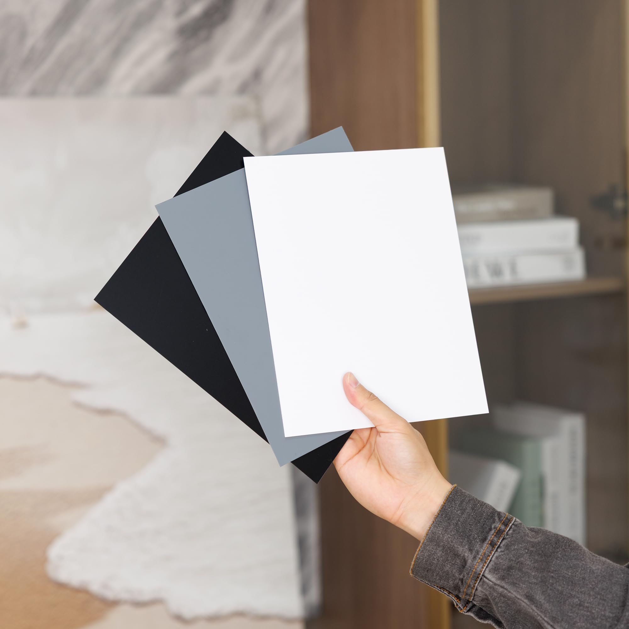 Set Carte Grigio 18% Bianco Nero Per Fotografia Set 3 Carte - Foto 4