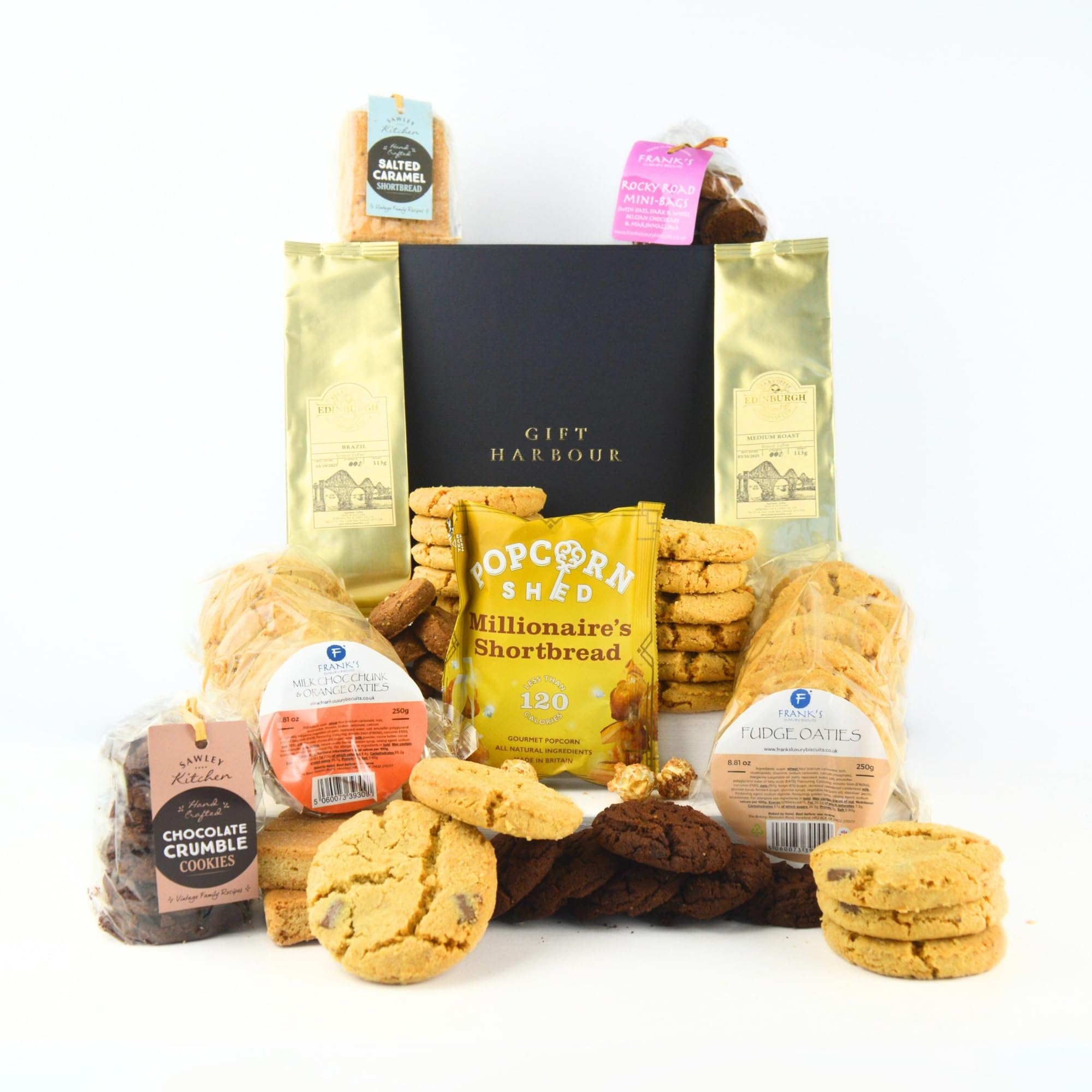 Coffee & Chocolate Luxury Food Hamper - Coffee Gift Set - Gourmet Coffee Variety with Luxury Shortbread, Chocolate Fudge & Orange Cookies, Rocky Road - Food Gifts for Men & Women