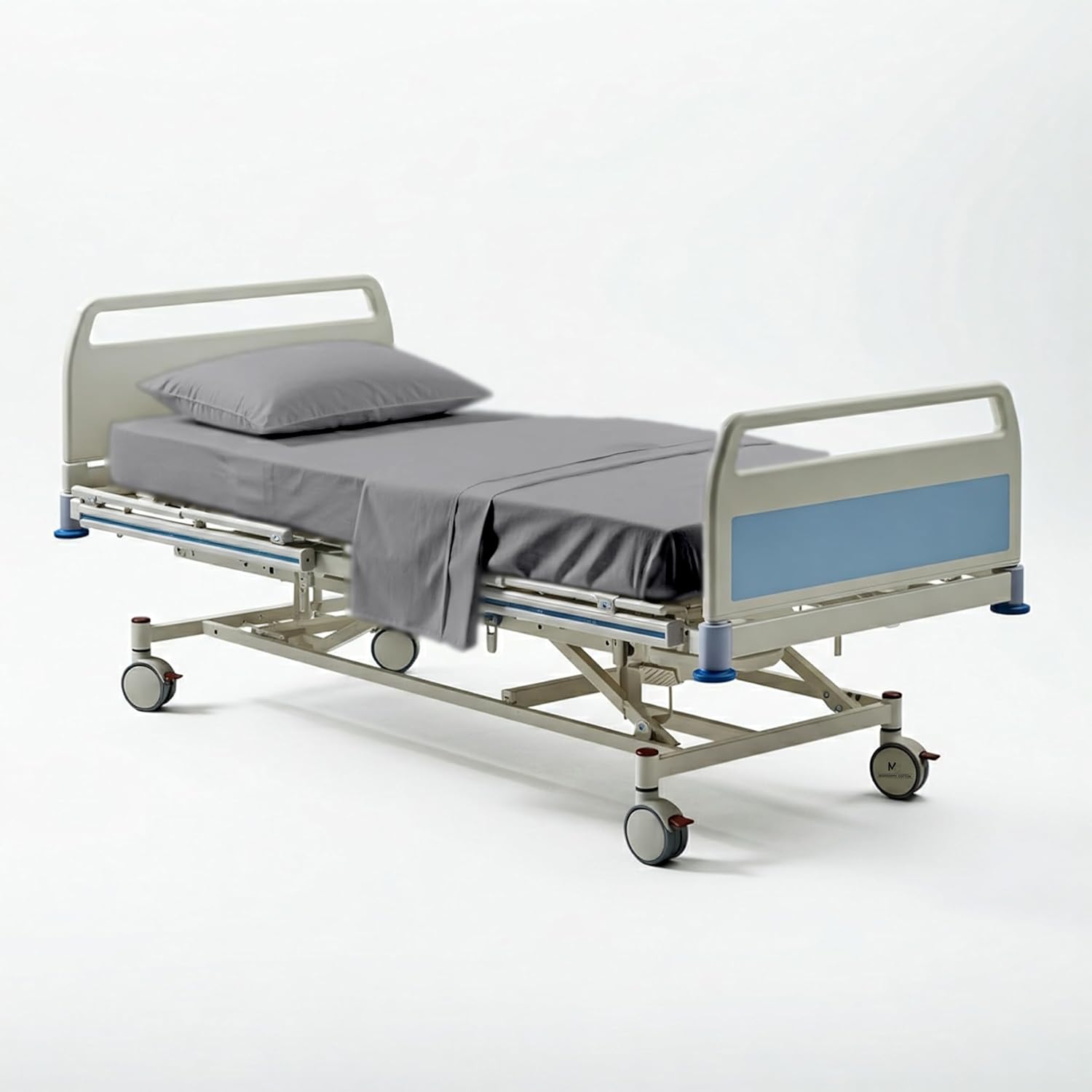 Twin XL Sheet Set | 3 Piece 500 TC Percale Cotton Bedding | Includes 1 Fitted Sheet, 1 Flat Sheet & 1 Pillowcase | Deep Pocket Fits 8-15 Inch Mattresses | Premium Soft Bedding | Light Grey