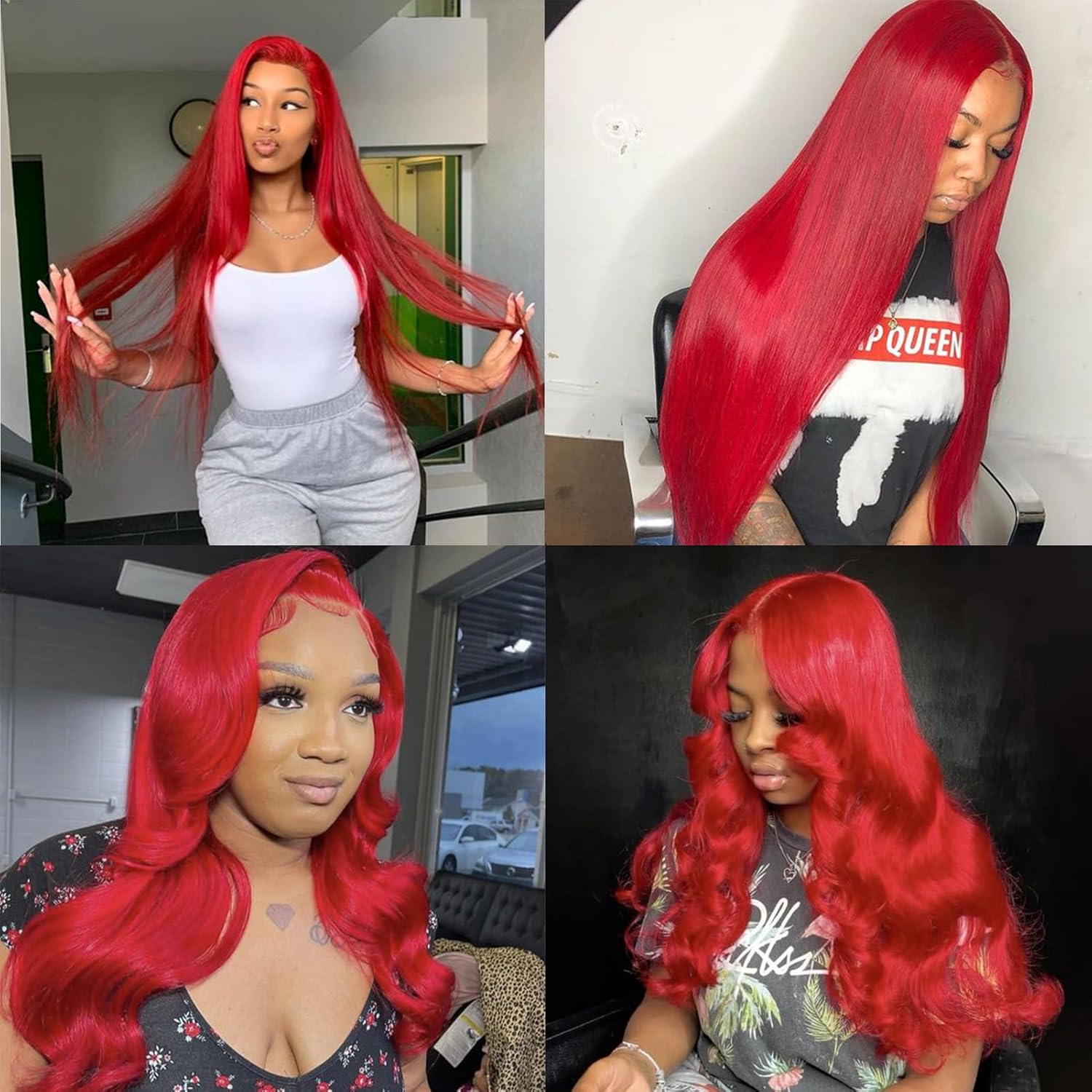 Savasana Red Wig Human Hair 13x4 Red Lace Front Wigs Glueless Straight Lace Frontal Wig Pre Plucked with Baby Hair for Black Women 36 Inch
