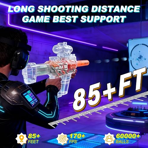Miniatura 6 de Lanzador de bolas de gel, versión transparente, juguetes eléctricos potentes de 160 Fps, 70 pies, 10 Rs por segundo, lanzador automático de bolas de
