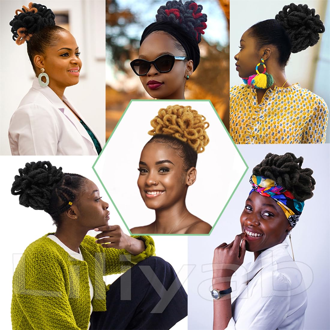 Loc Ponytail for Black Women Loc Petal Bun 2Pcs Loc Bun Ponytail for Black Women(2Pcs 99j)