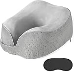 Neck Pillow for Traveling Airplane Breathable Travel Neck Pillow for Airplane 100% U Shape Memory Foam Portable Travel Pillow for Car Home Office Traveling Flight Headrest Sleep Navy Blue
