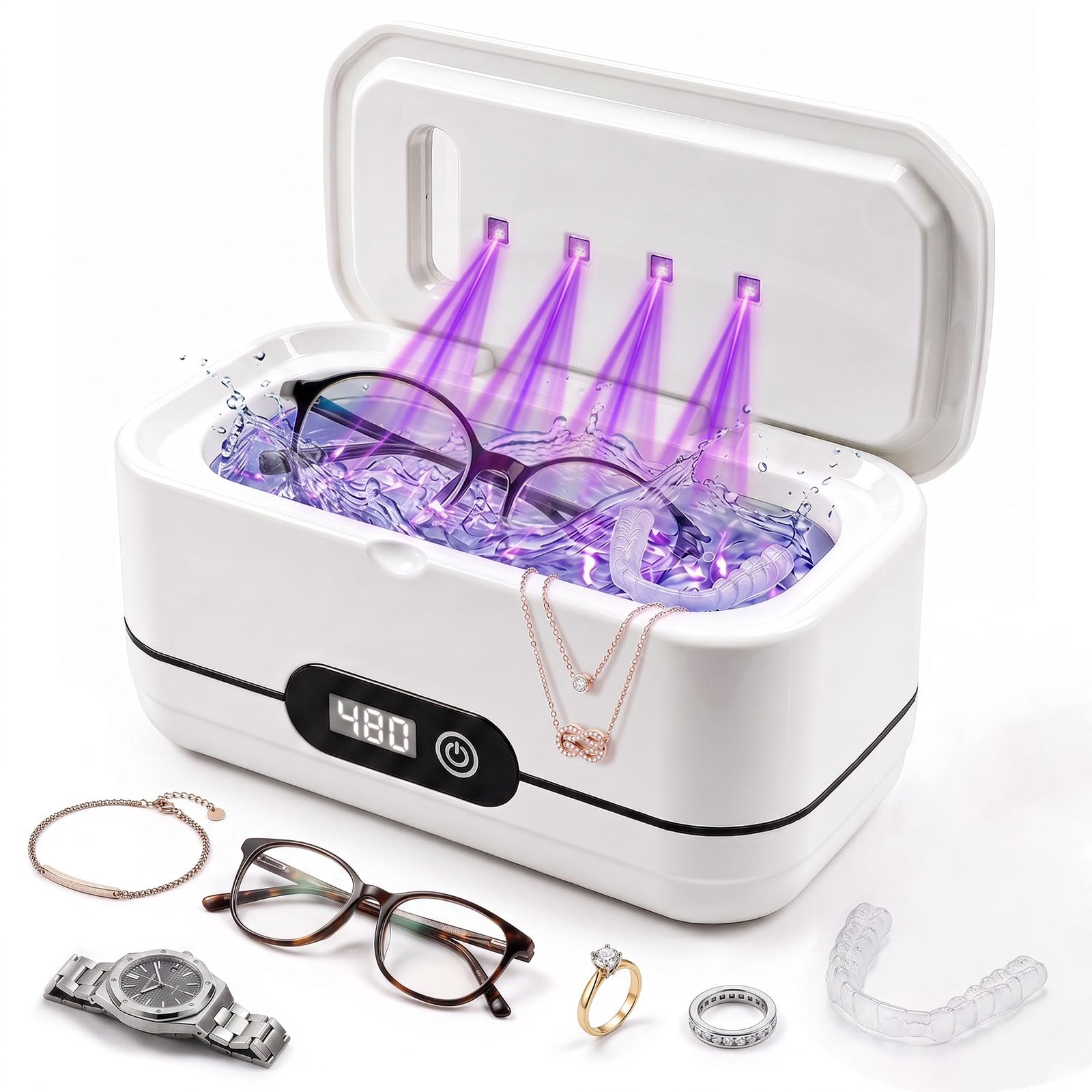Nettoyeur Ultrasons, 45KHz UV Ultrasonic Cleaner 400ml