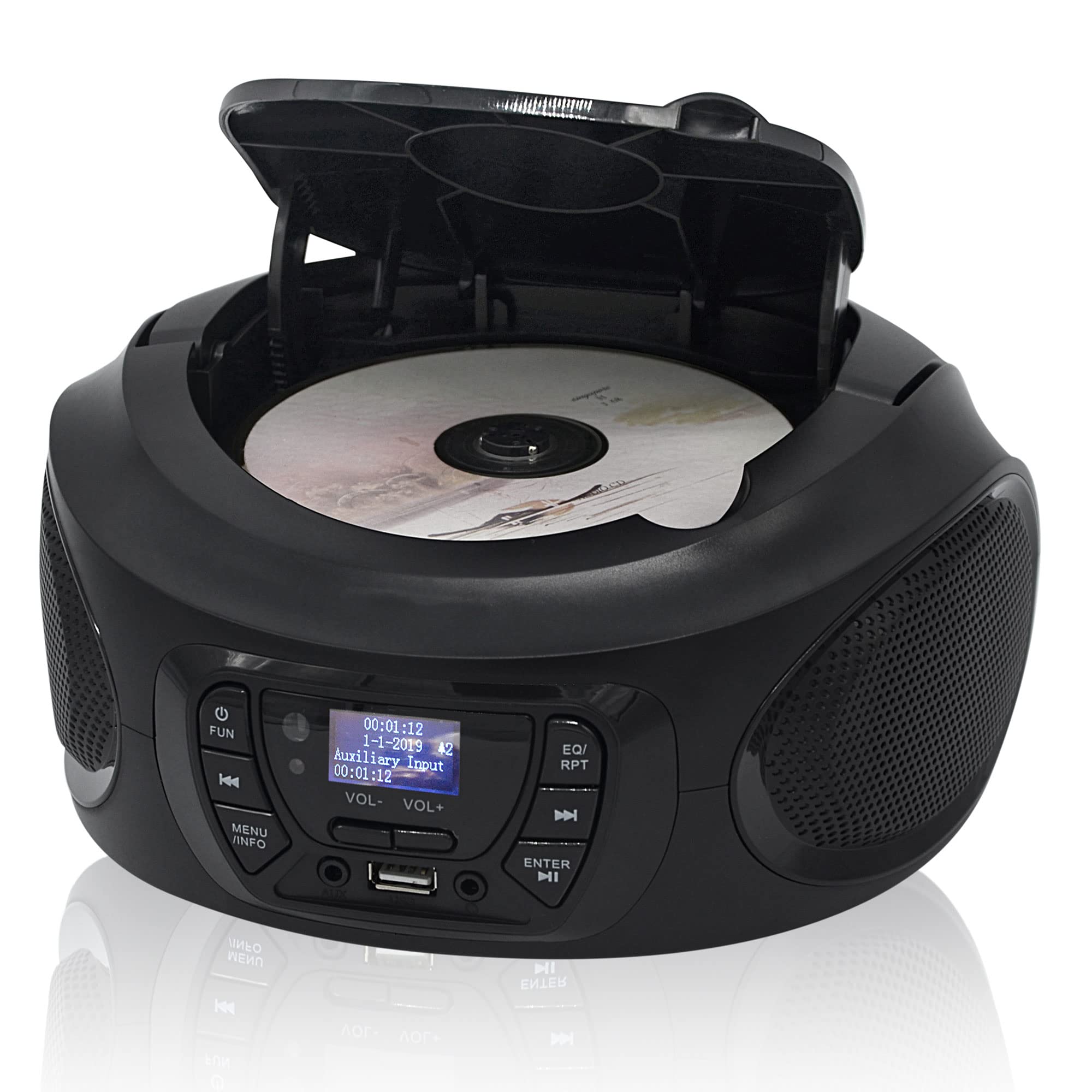 Roadstar CDR-375D+/BK Radio CD Player Portable Dab/Dab+ / FM, Lecteur CD-MP3, CD-R, CD-RW, USB, Stereo, Télécommande, AUX-in, Sortie Casque, Noir