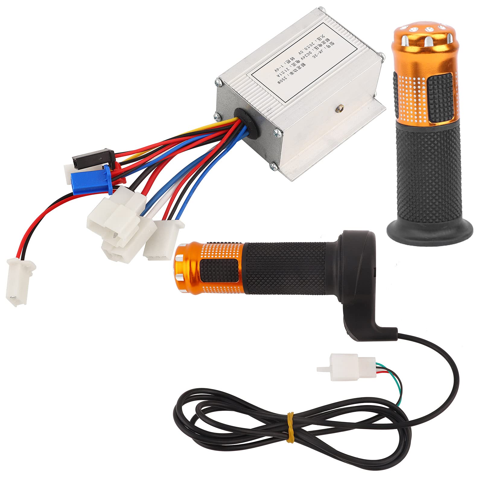 Keenso 24V 250W Brush Controller with Yellow Throttle Grip Kit, Motor Controller Electric Scooter Conversion Kit