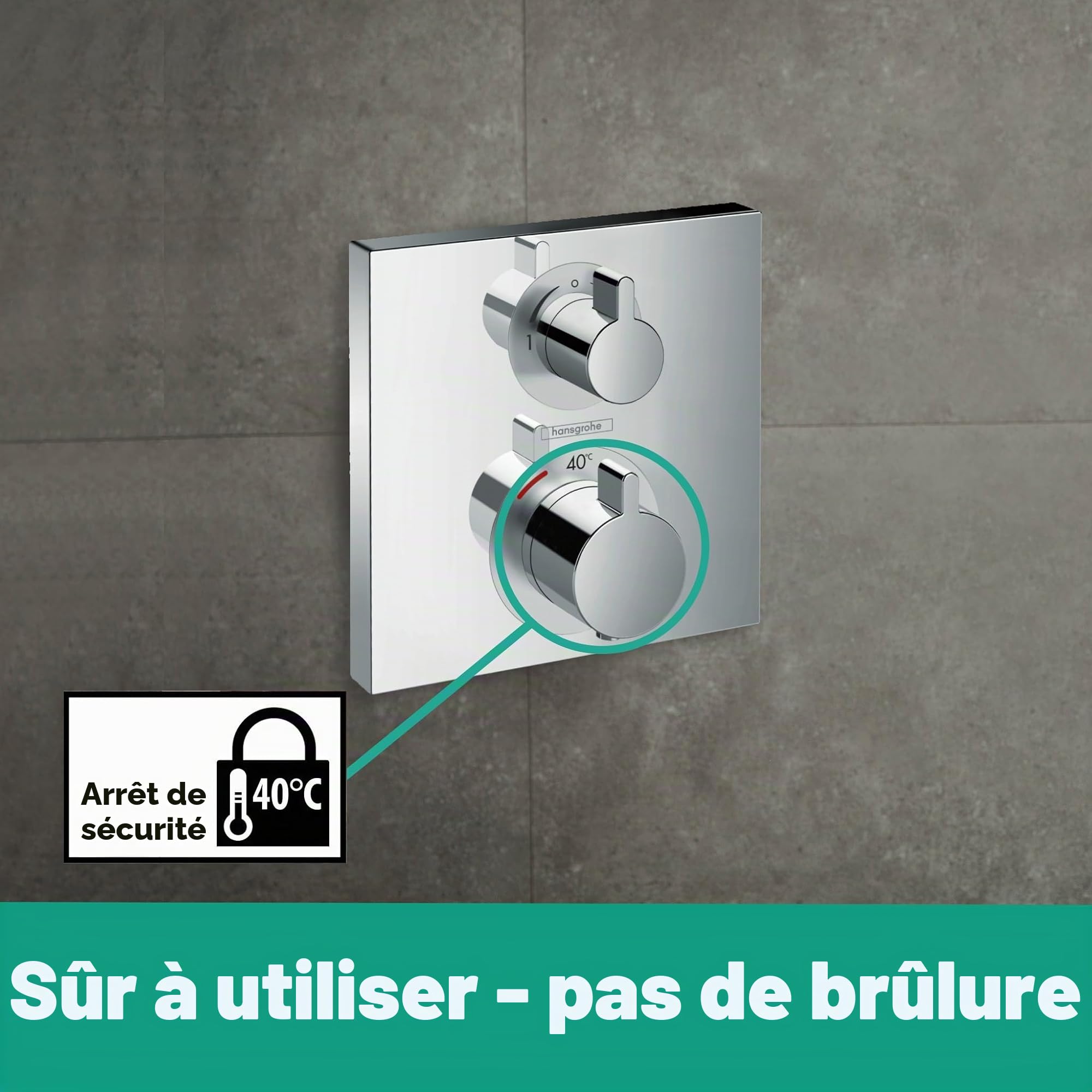 hansgrohe Thermostat Ecostat Square mitigeur de douche 2 fonctions Chromé