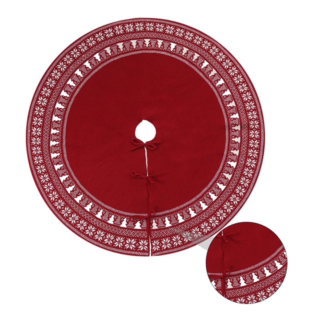 TOYANDONA Weihnachtsbaumschürze mit Schneeflocken und Baum-Elementen Gestrickt Weicher Teppich Dekoration für Feiertage Schal oder Baumrock