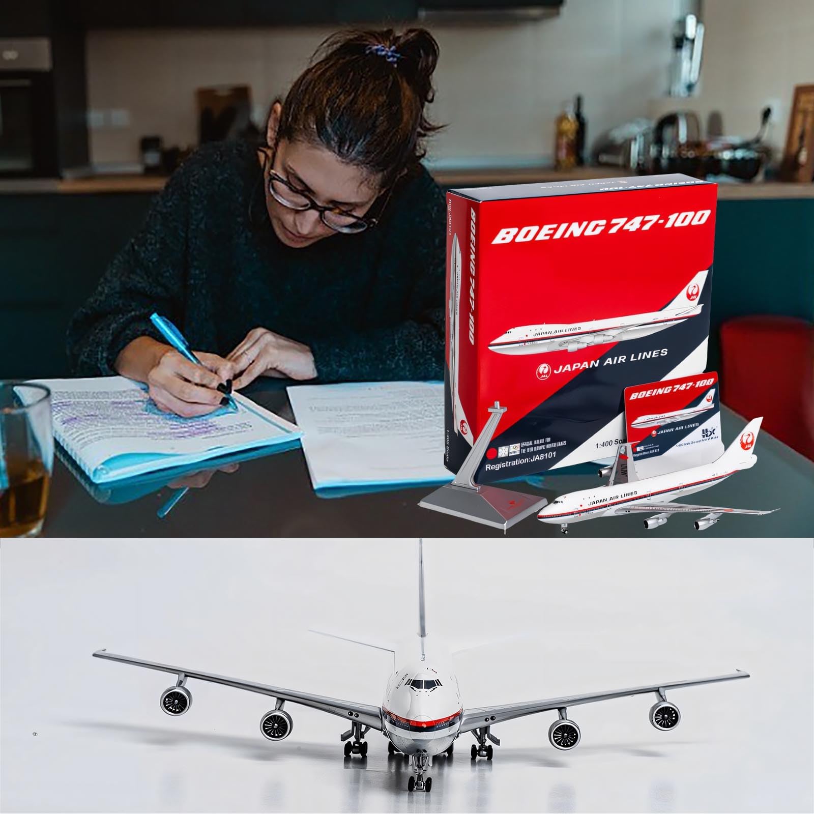 Amazon.co.jp: 1:400スケール 日本航空 B747-100 JA8101 ダイキャスト