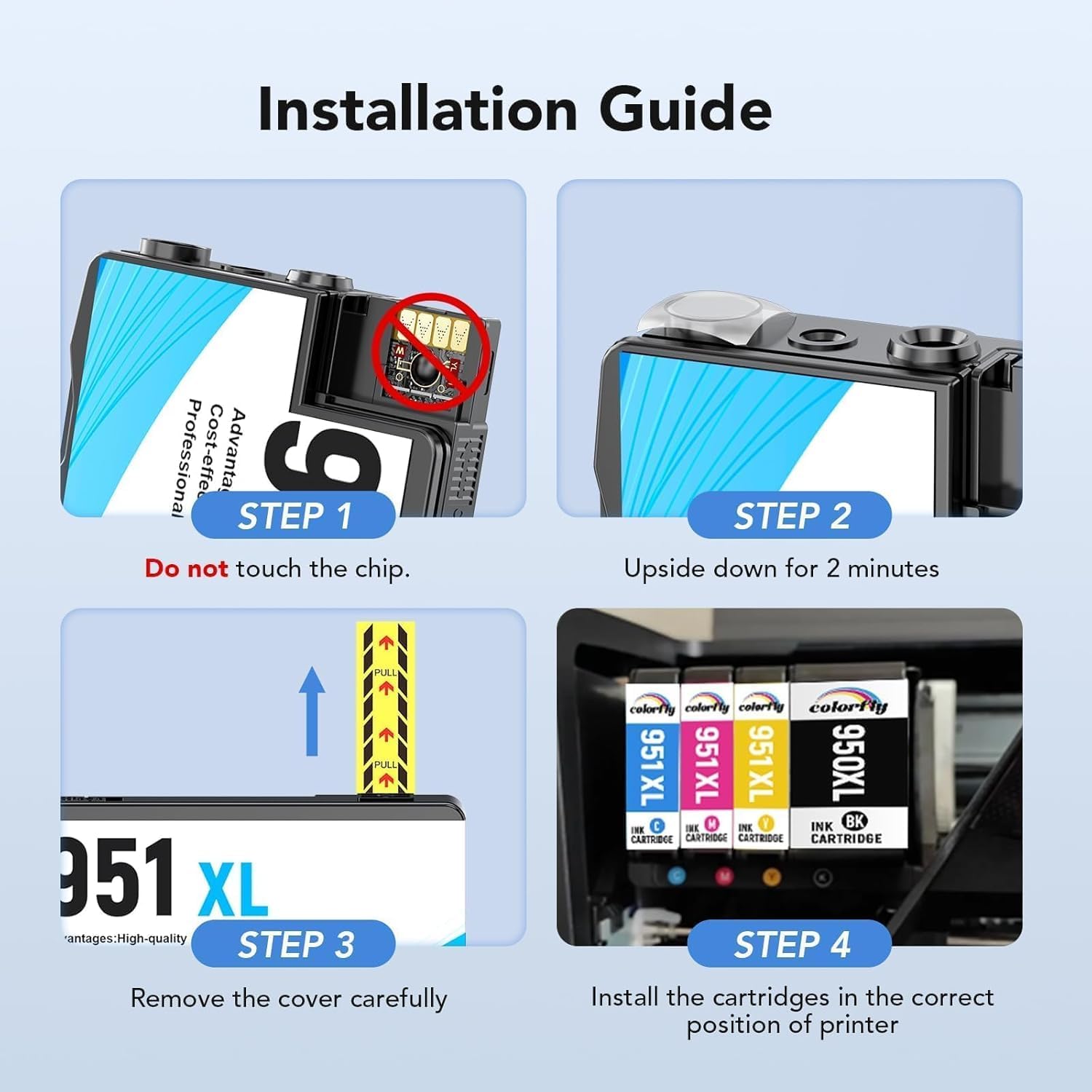 950xl and 951xl Ink Cartridges Combo Pack Compatible for HP 950 951 Ink Cartridges Combo Pack Replacement with HP OfficeJet Pro 8600 8610 8620 8100 8630 8660 8640 8615(4 Pack)