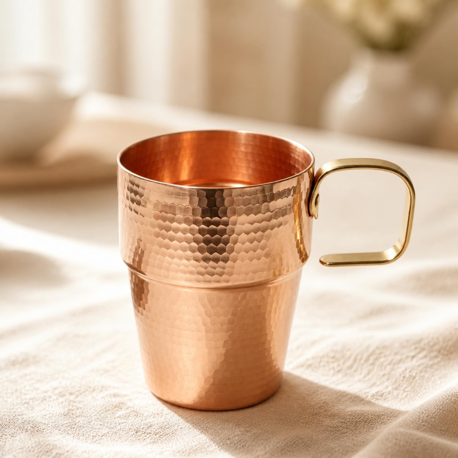 Tasse En Cuivre Ovale Vaisselle, Finition Martelée