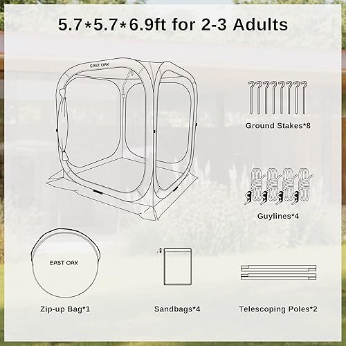 Miniatura 5 de East Oak Tienda de Campaña con Pantalla Emergente, Toldo de Habitación con Pantalla Portátil Tienda de Campaña con Pantalla Instantánea de 6 x 6