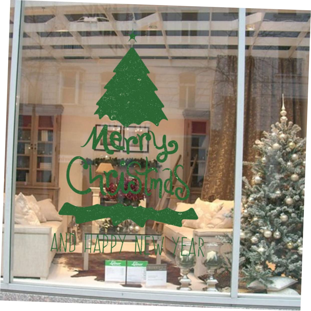 Amosfun 5 Juegos Vinilo Decorativo Árbol De Navidad Ventana Fiesta De Navidad Adornos Navideños Para El Dormitorio Calcomanías Decoración Navideña Green De Polivinilo 2 Hojas * 5