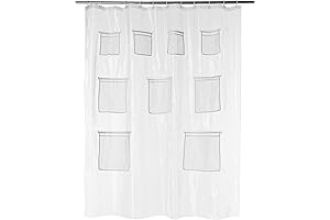 Amazon Basics Clear PEVA Shower Curtain Liner with Storage Pockets