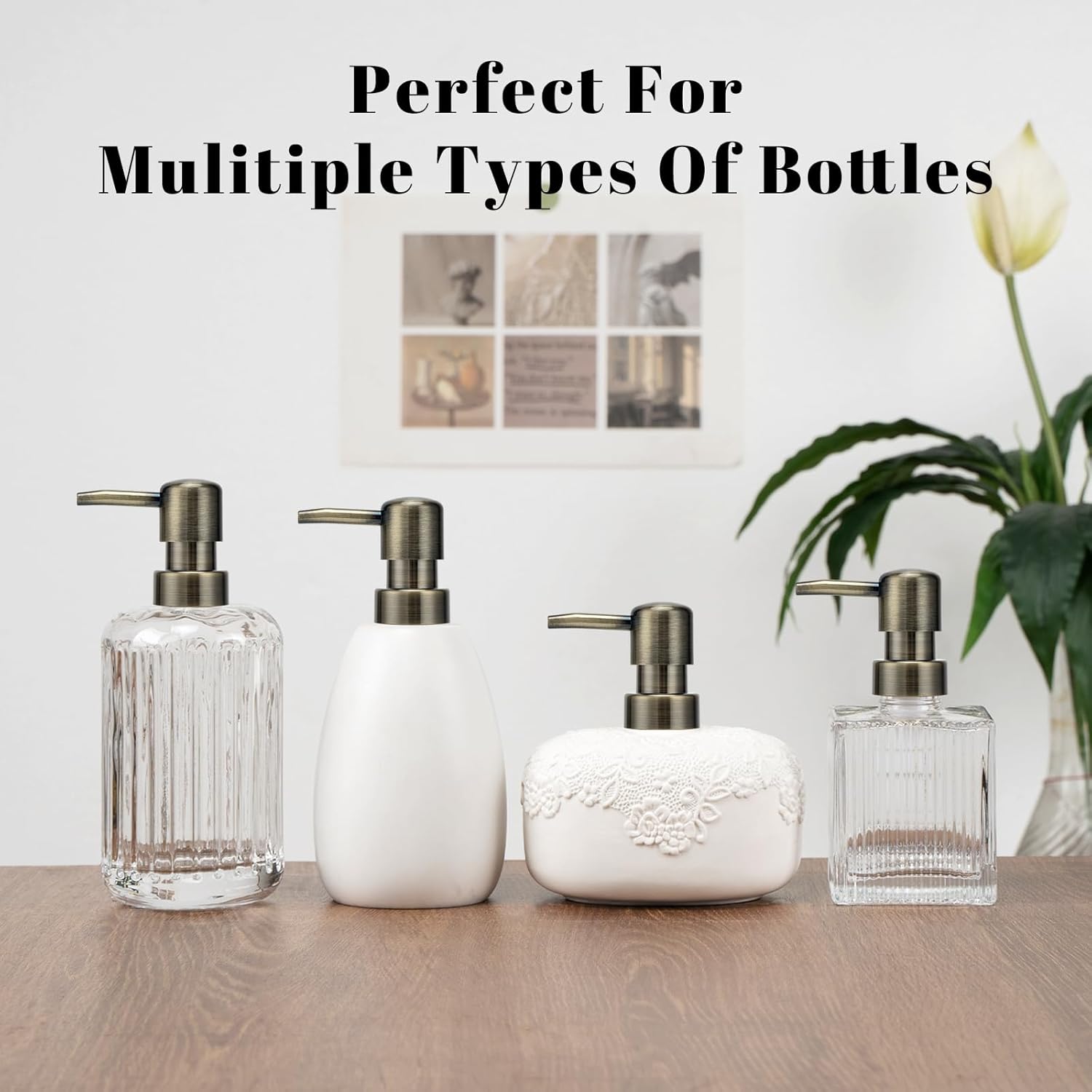 Soap Dispenser Pump Replacement for Standard 28/400 Thread Size Kitchen Soap Dispenser Pump Head for Regular Mouth Bottle Bathroom Countertops,2 Pack(Bronze) - Image 4