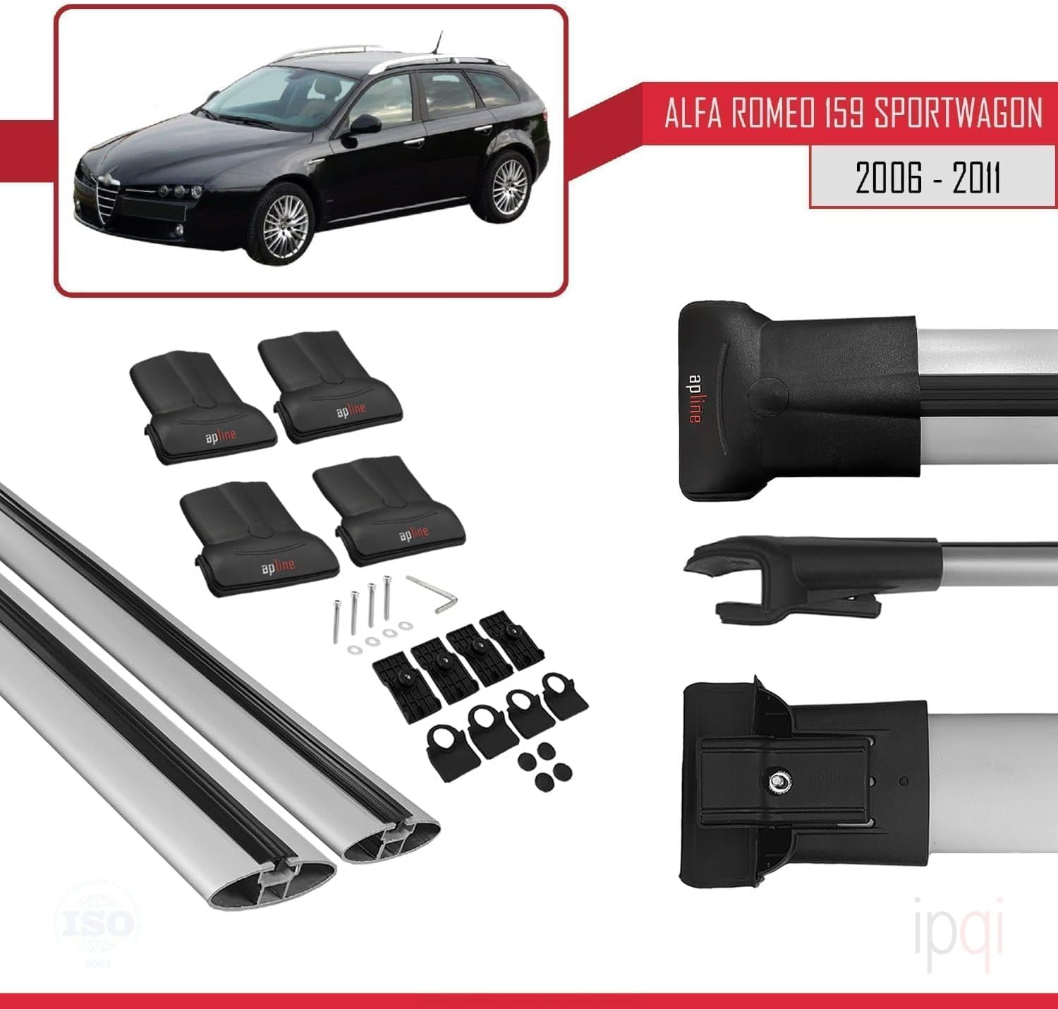 RE&AR Tuning A Romeo 159 2006-2011 Sportwagon Intermediate Scarf Roof Bar-Grey