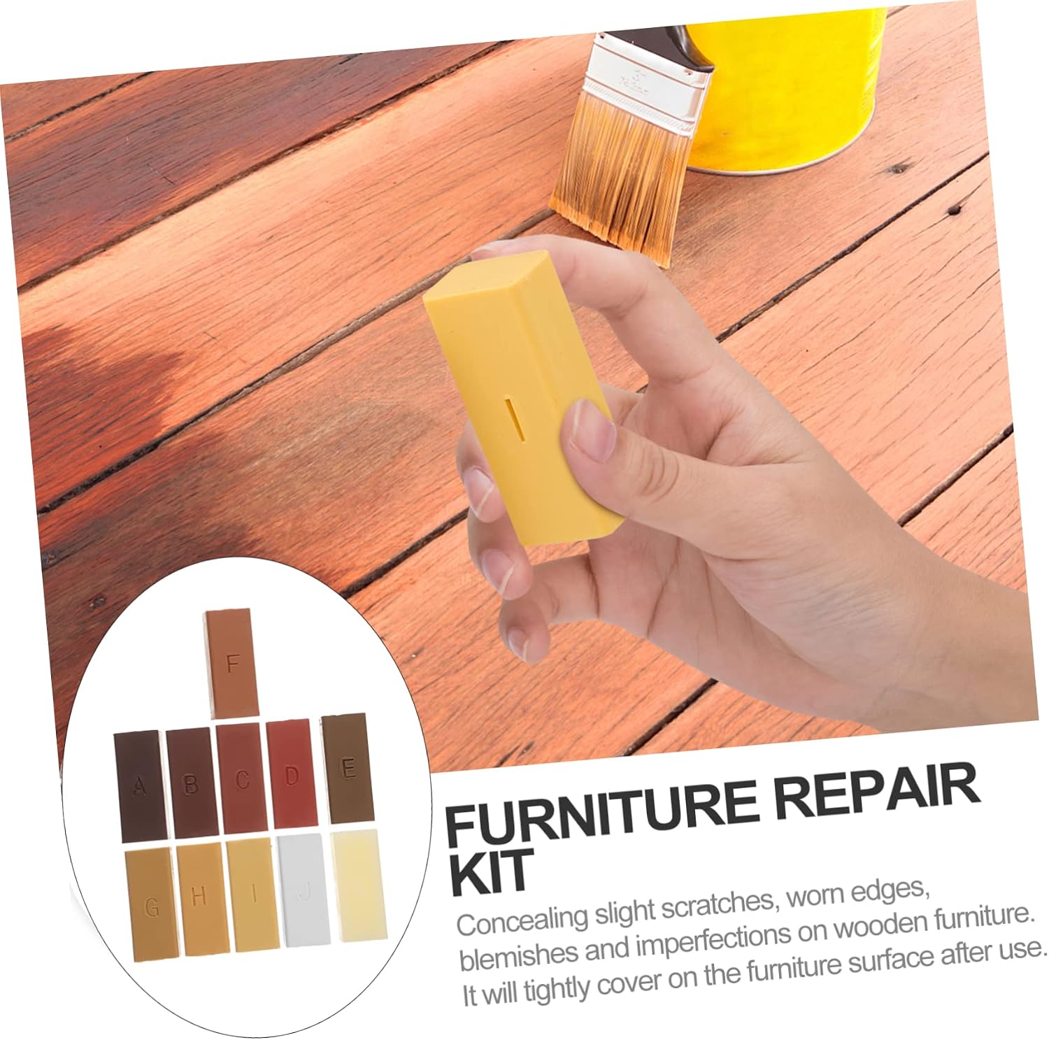 FOMIYES 1set Colors Wood Floor Scratch Repair Wax for Laminate Hardwood Flooring Filler for Cracks Dents and Damage Easy to Use Restoration Tool for Kitchen Home Furniture