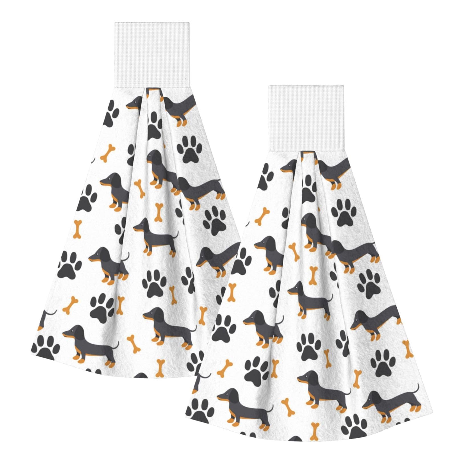 DOPKLNA Dachshund, 2 Pcs Hanging Coral Fiber Hand Towels for Bathroom, Absorbent Kitchen Towels