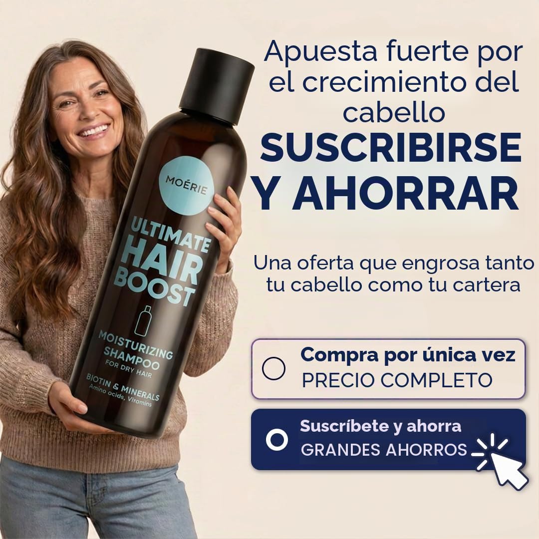 Champú Moerie champu de cabello crecimiento - cabello más largo y grueso - más volumen - vegano - Libre de parabenos y siliconas - todo tipo - champu anticaida - tratamiento hidratante cabello X2