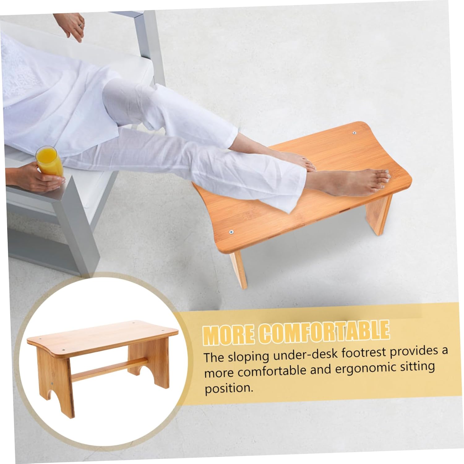 Non-Slip Wooden Foot Stool for Adults and Boys and Girls Compact Step Stool for Office Home and Gaming Ergonomic Footrest for Comfort and Support