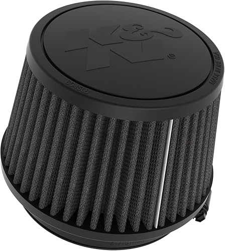 Miniatura 1 de K&N Filtro de aire universal con abrazadera sintético seco, lavable, sin aceite, filtro de motor de repuesto diámetro de la brida 4 pulgadas, altura