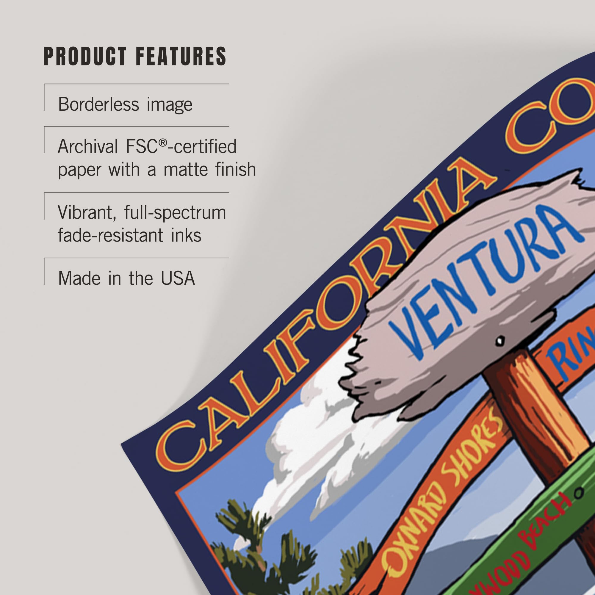 Amazon.co.jp: ポスター カリフォルニア州ベンチュラ 行き先案内