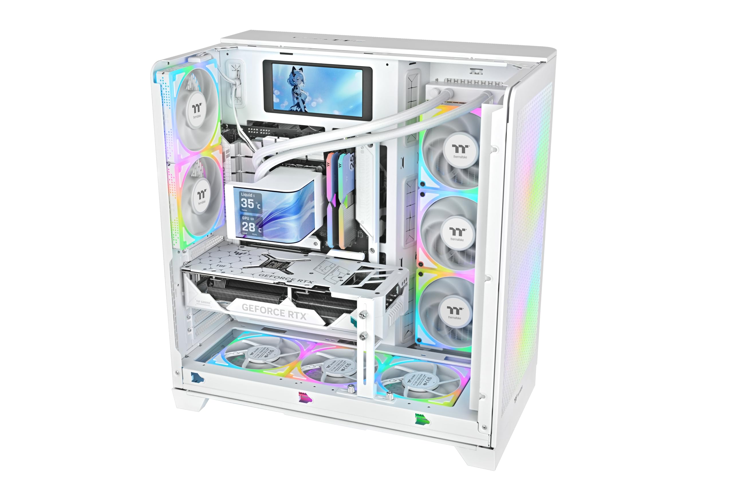 Thermaltake MAGCurve 360 Ultra ARGB | Refrigeración Líquida AIO CPU | Pantalla Curvada AMOLED 2K de 6,67″ | 3× TOUGHFAN EX 120 ARGB con Aspas Reversibles y MagForce 2.0 | Radiador de 360 mm | Blanco